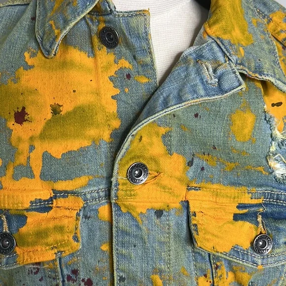 Men’s NEW Crysp Denim. Ottoman Spatter paint Jacket size large - Picture 2 of 7